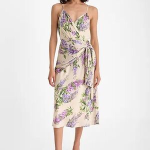 Faux Wrap Floral Midi Dress